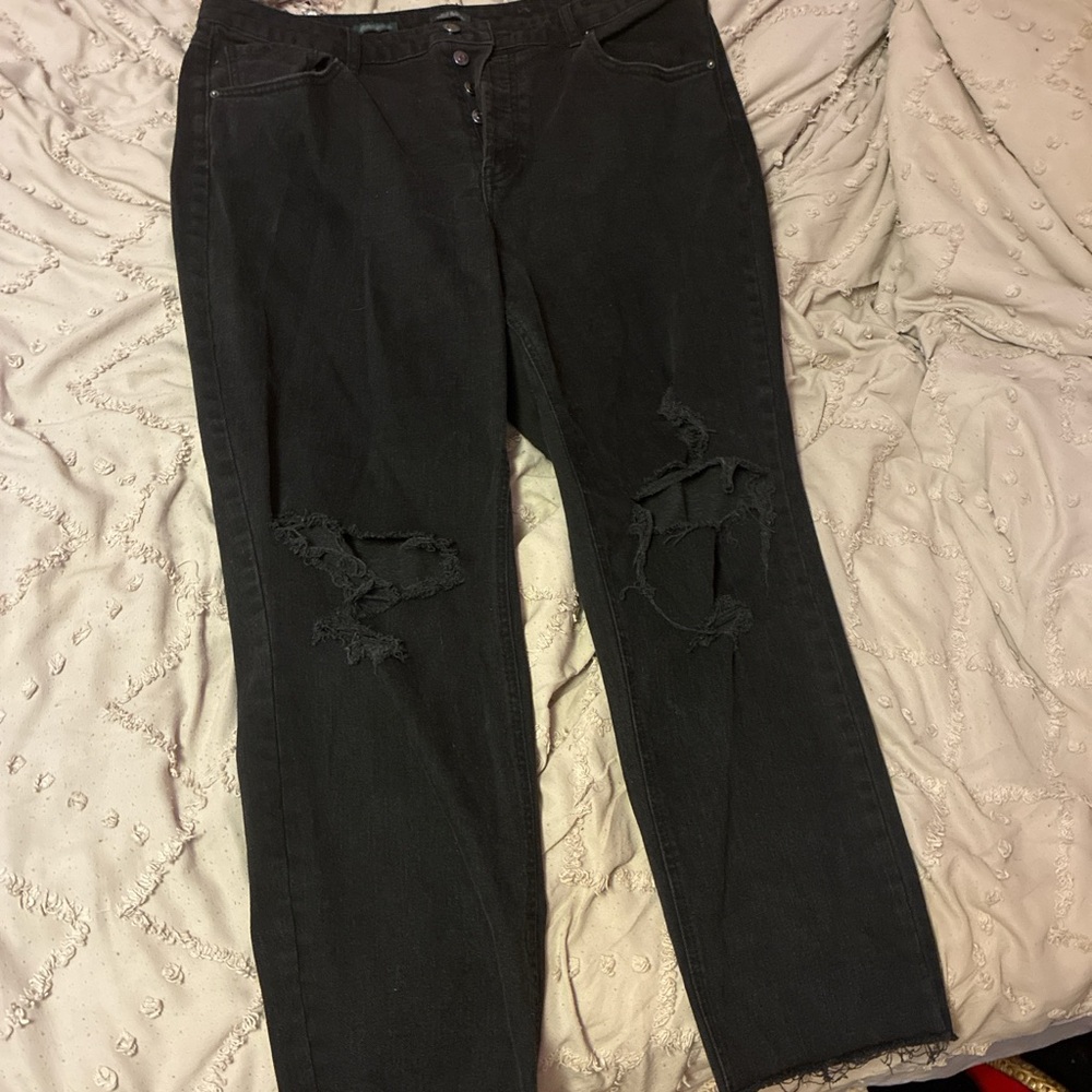 Wild Fable Black Distressed Straight Leg Jeans